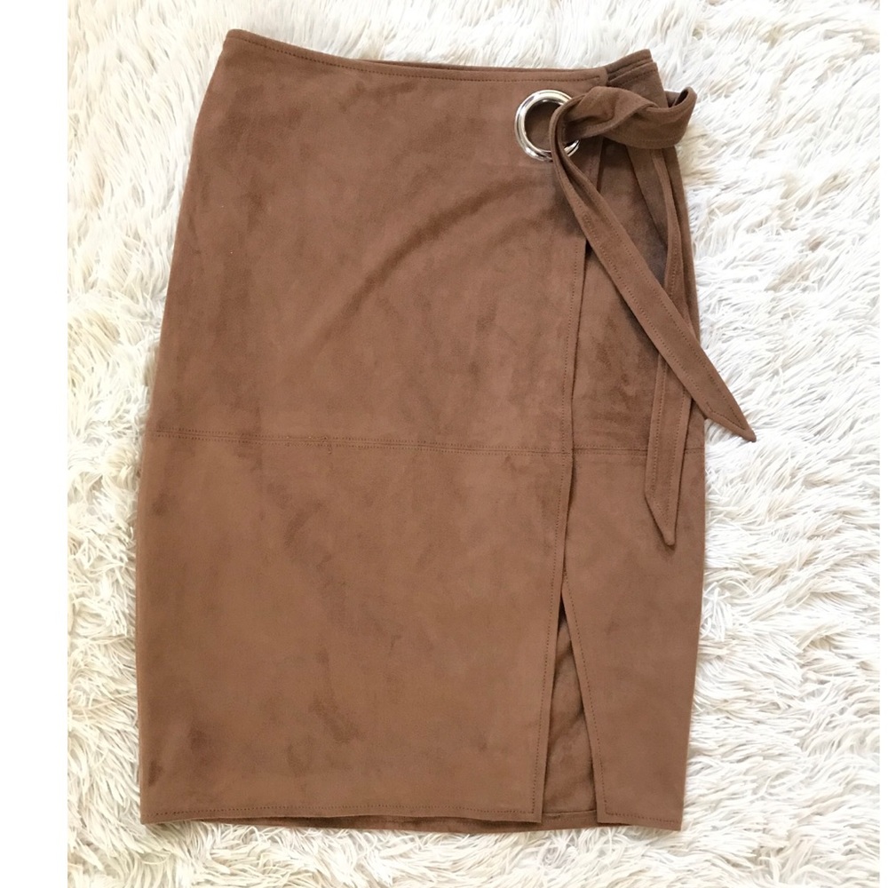 Express suede wrap skirt